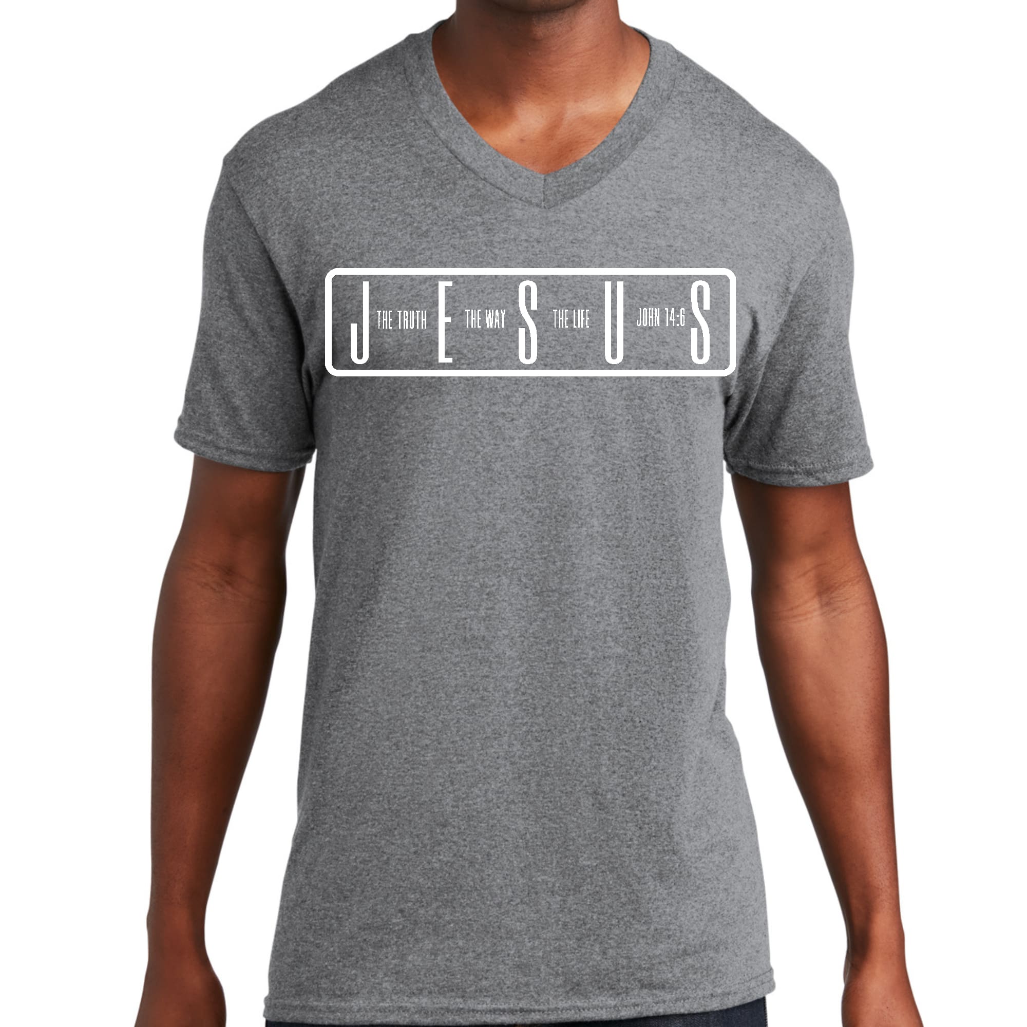 Mens Graphic V-neck T-shirt - the Truth the Way the Life