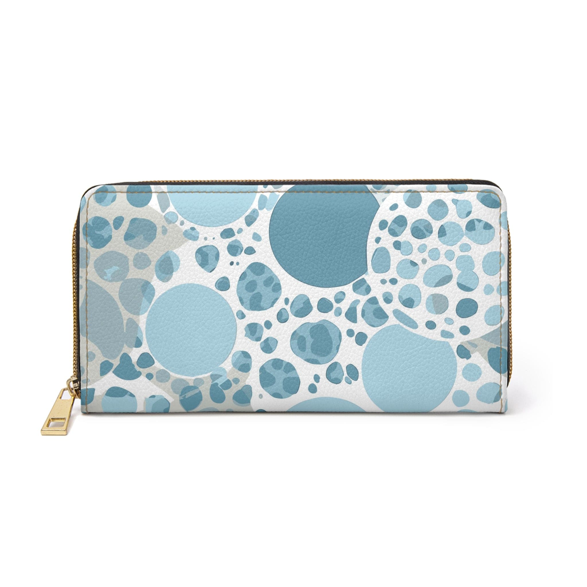 Blue and White Circular Spotted Illustration Womens Zipper Wallet Clutch Purse-0