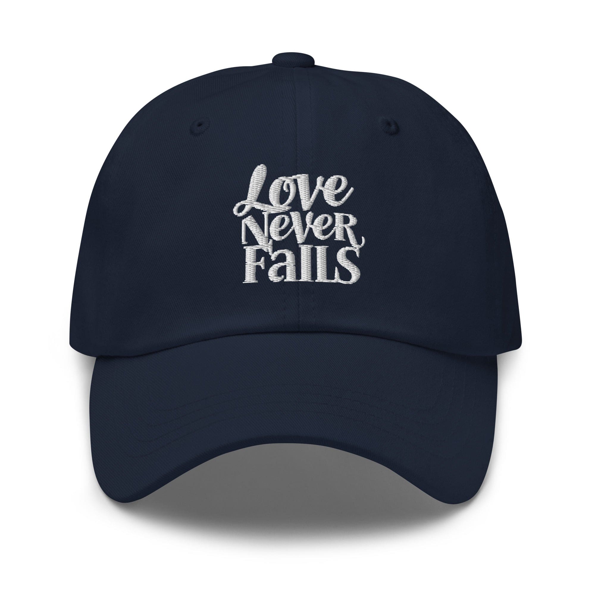 Embroidered Baseball Cap - Adjustable - Love Never Fails - Smile, Earn, Grow