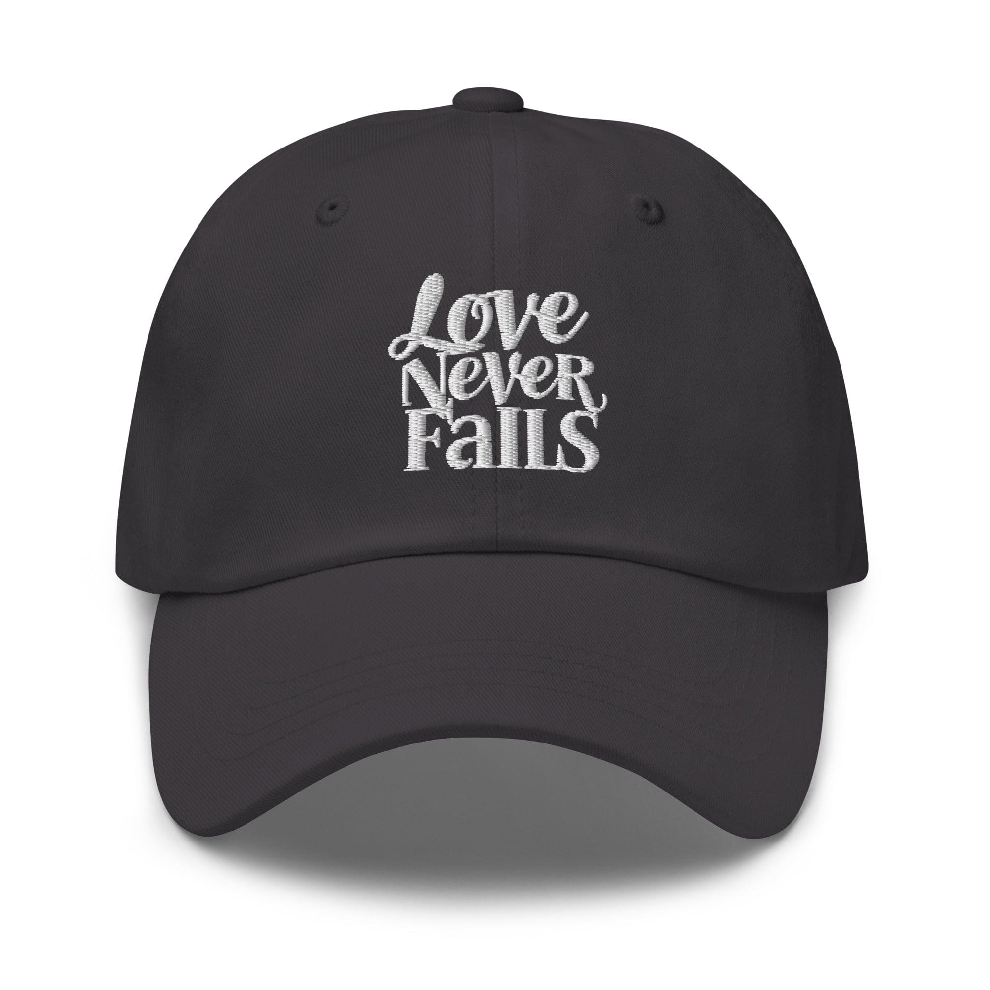 Embroidered Baseball Cap - Adjustable - Love Never Fails - Smile, Earn, Grow