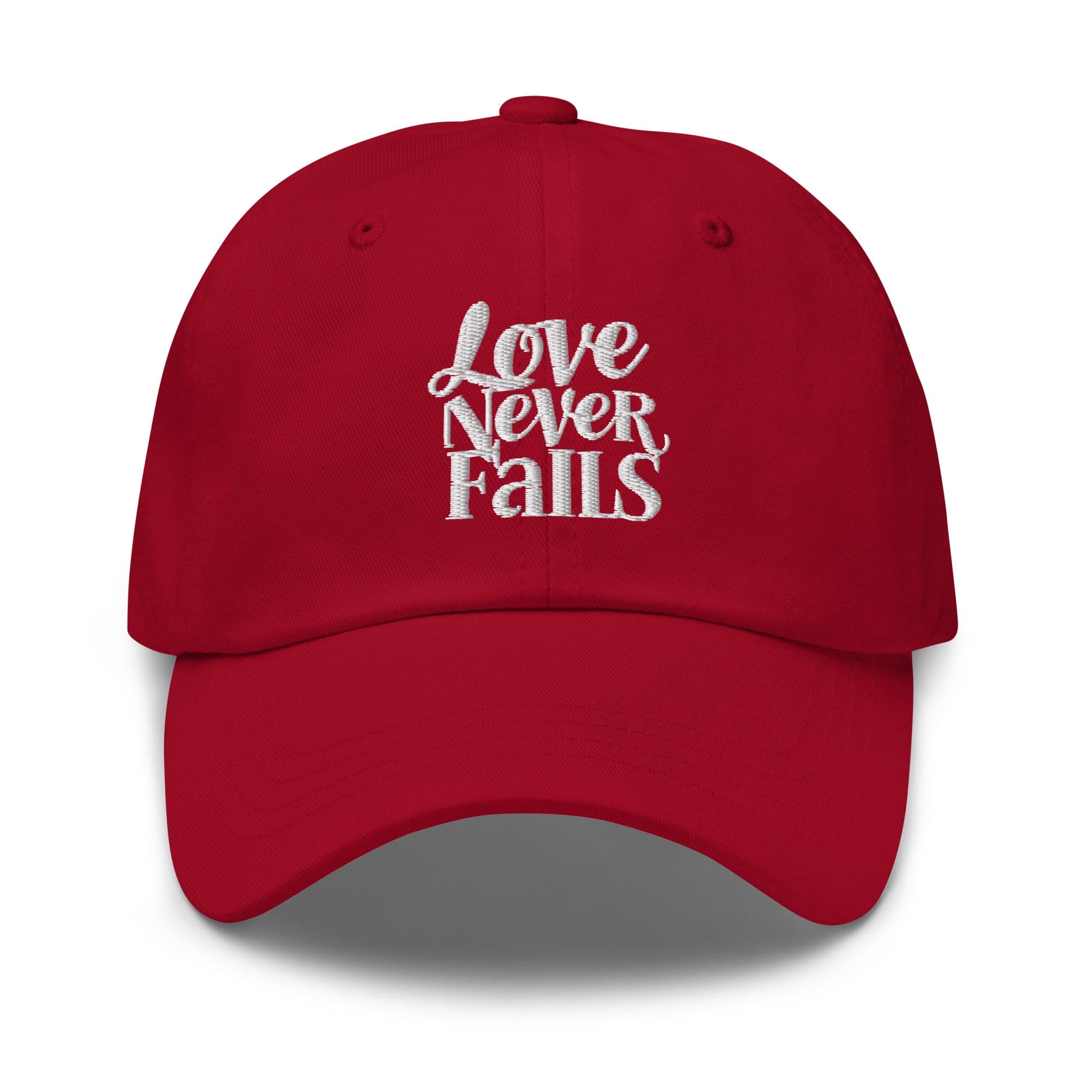 Embroidered Baseball Cap - Adjustable - Love Never Fails - Smile, Earn, Grow