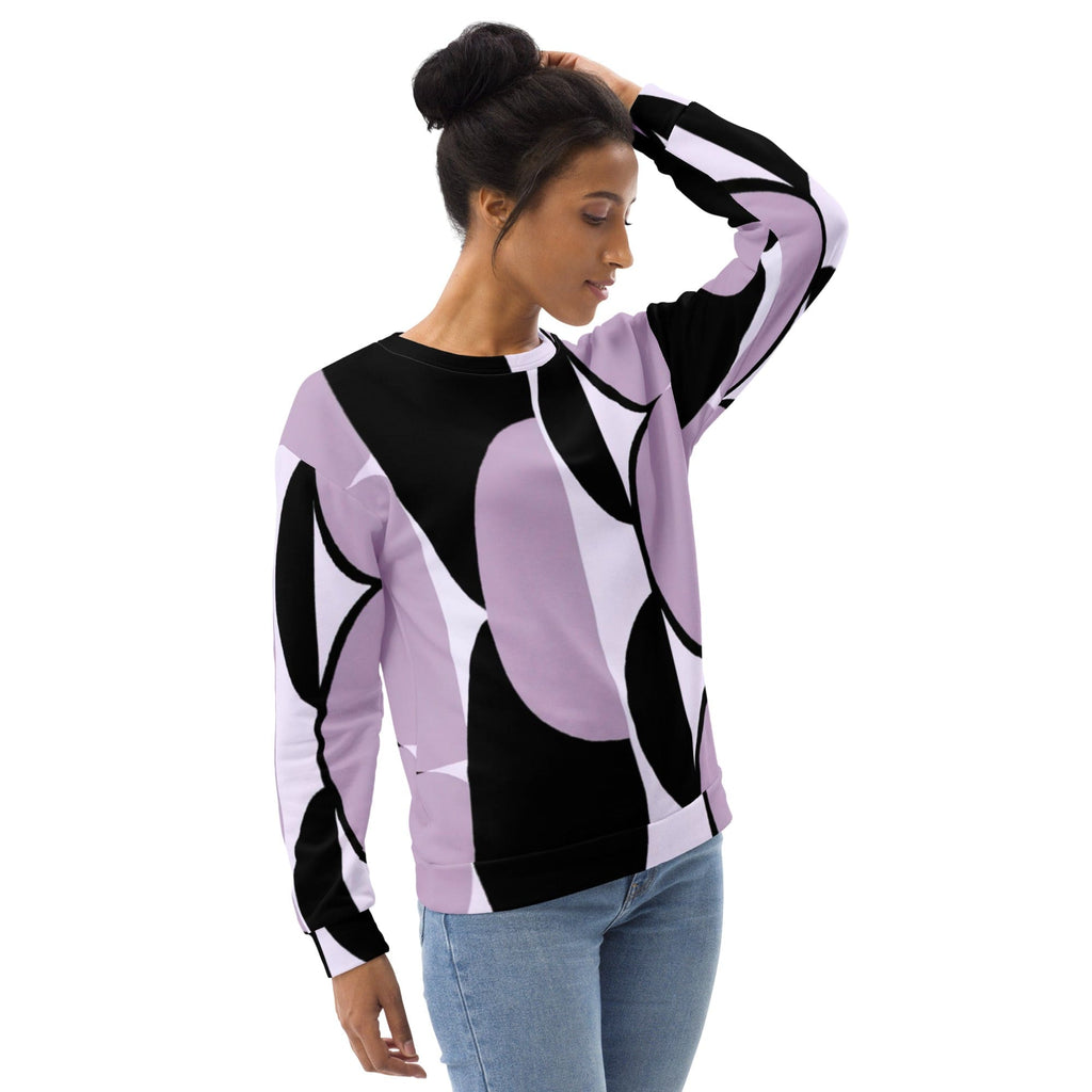 Graphic Sweatshirt for Women Geometric Lavender and Black Pattern