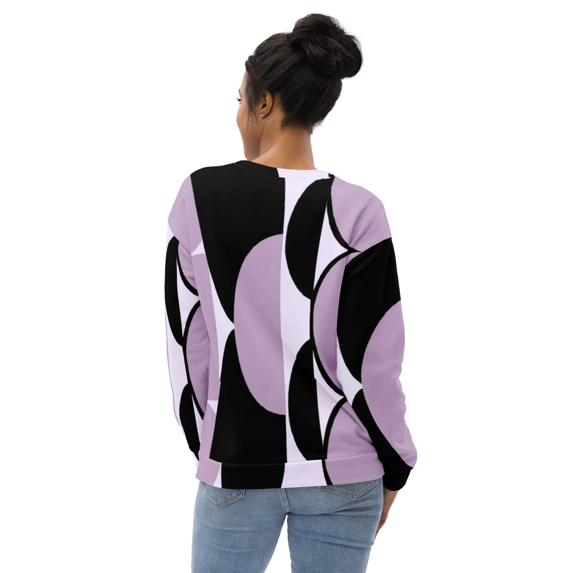 Graphic Sweatshirt for Women Geometric Lavender and Black Pattern