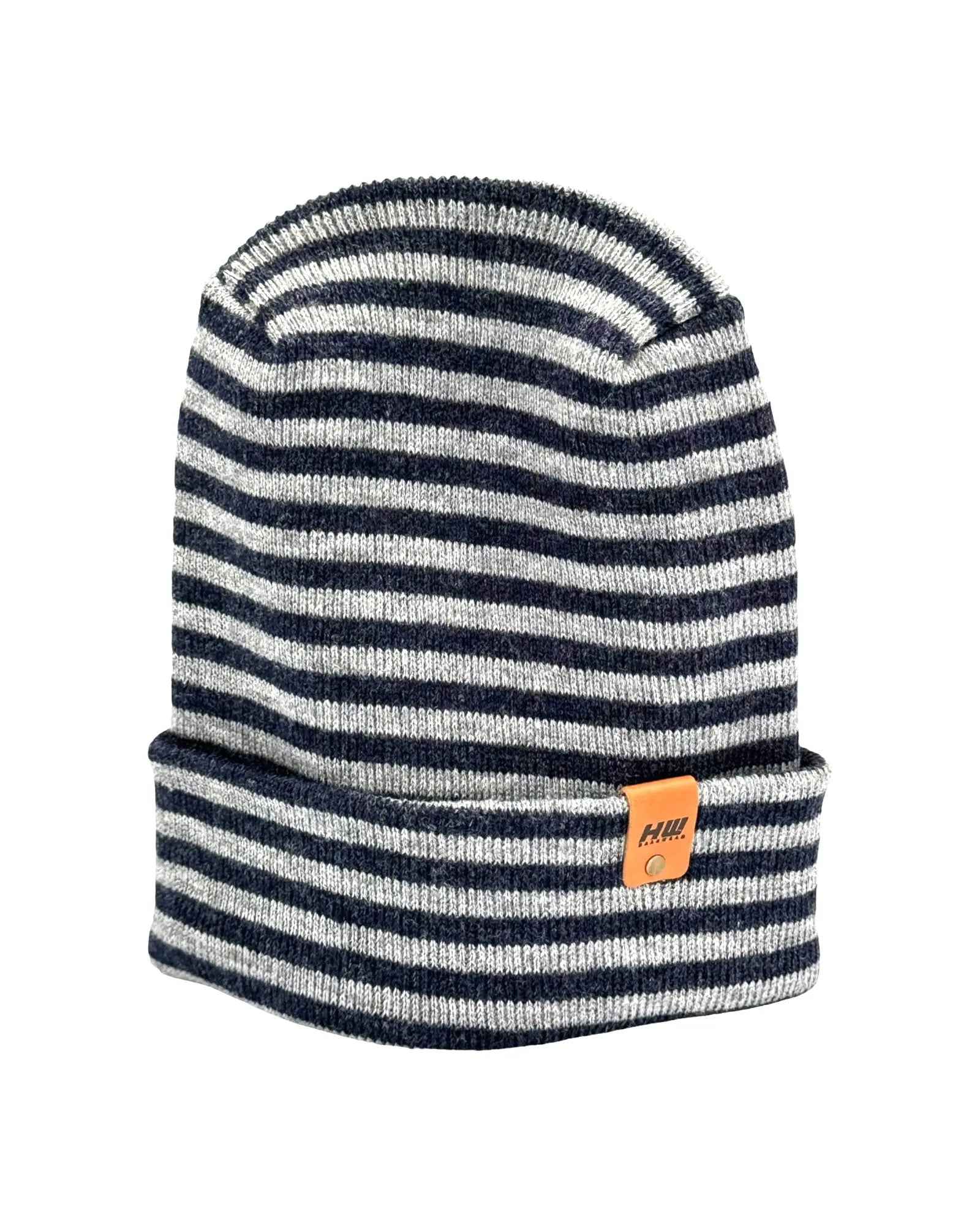 HAAKWEAR H Stitch RORO Cuffed Beanie (Patented Design) Gray / Denim, Made in USA - Smile, Earn, Grow