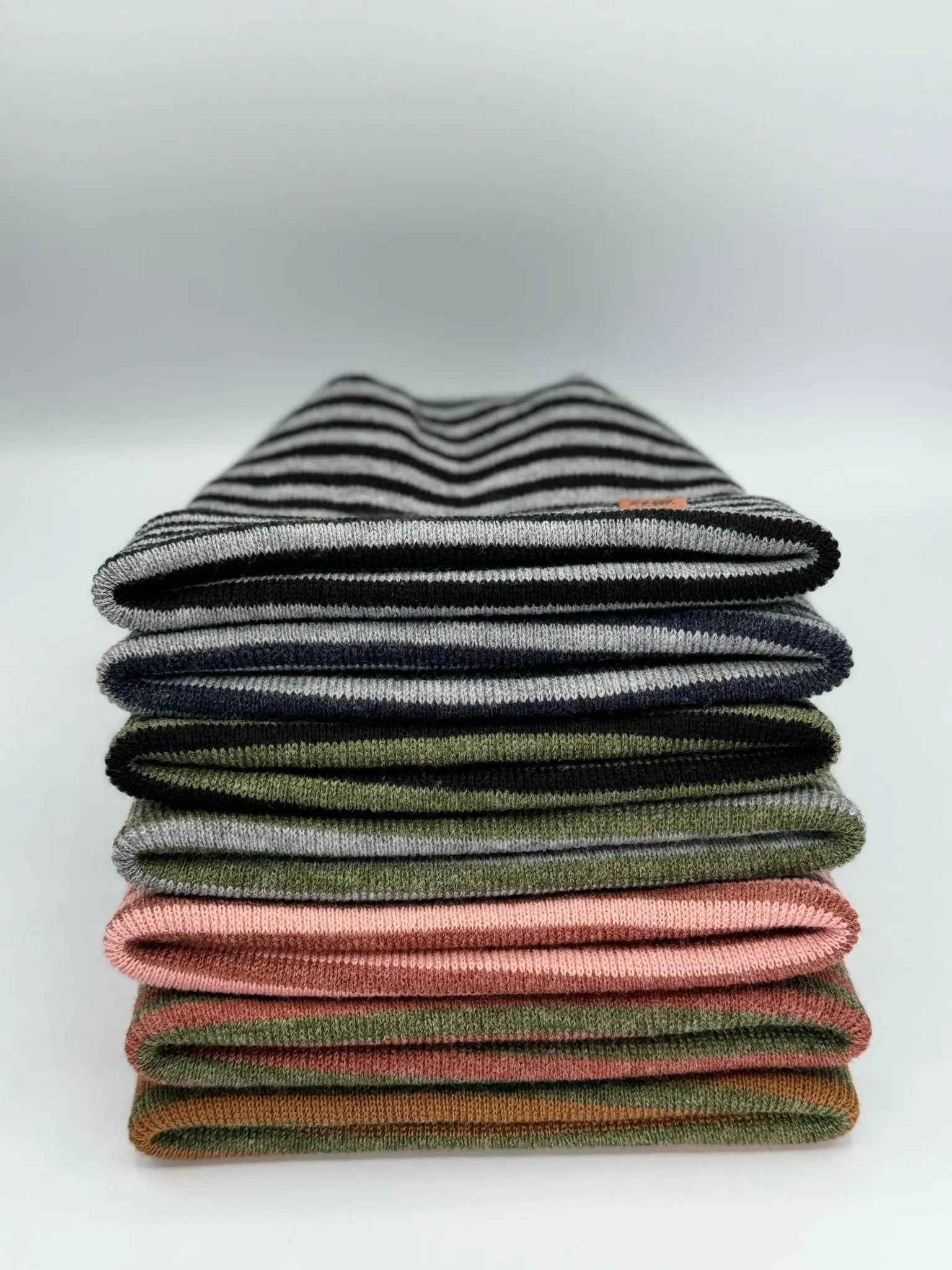 HAAKWEAR H Stitch RORO Cuffed Beanie (Patented Design) Gray / Denim, Made in USA - Smile, Earn, Grow