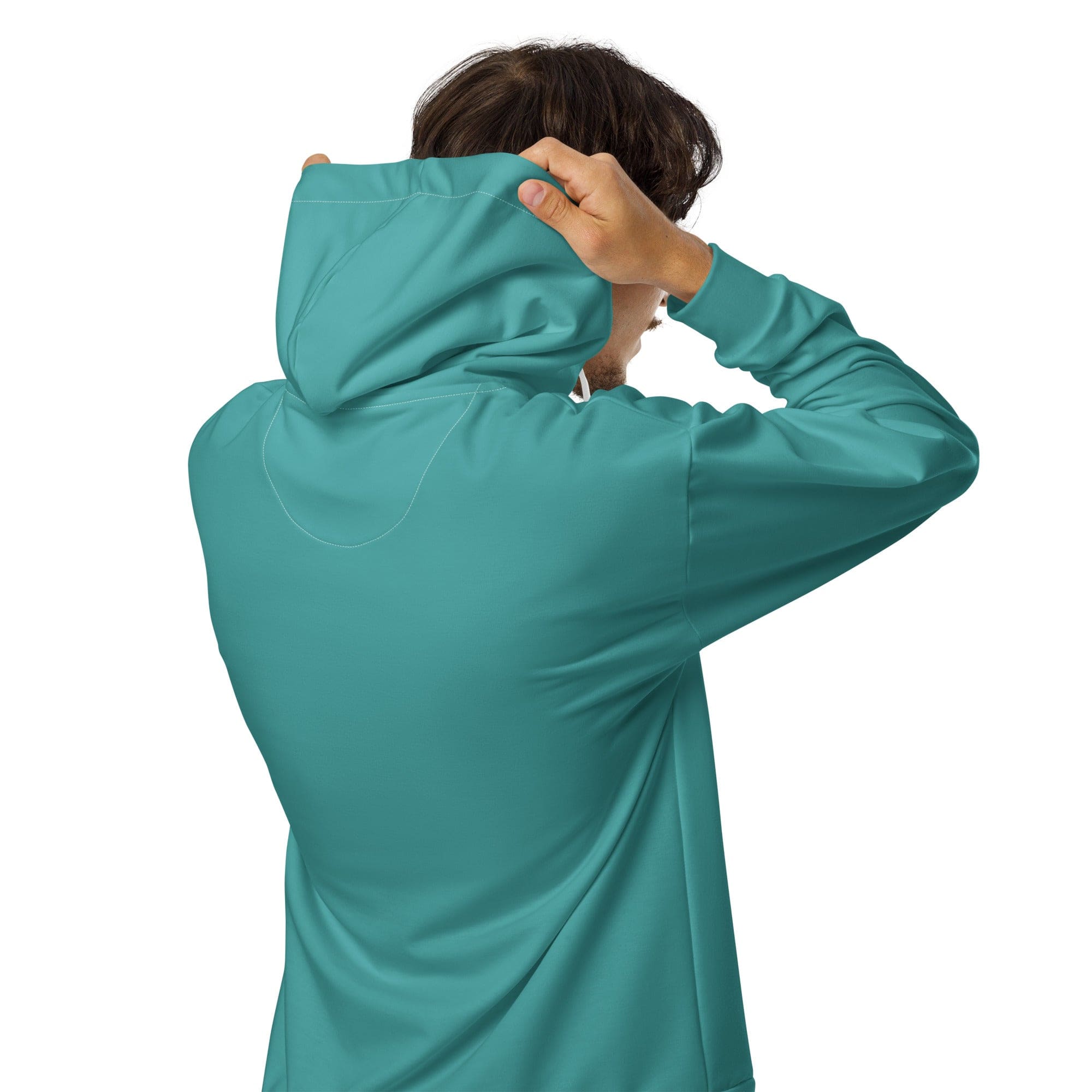 Mens Full Zip Graphic Hoodie - Teal Green