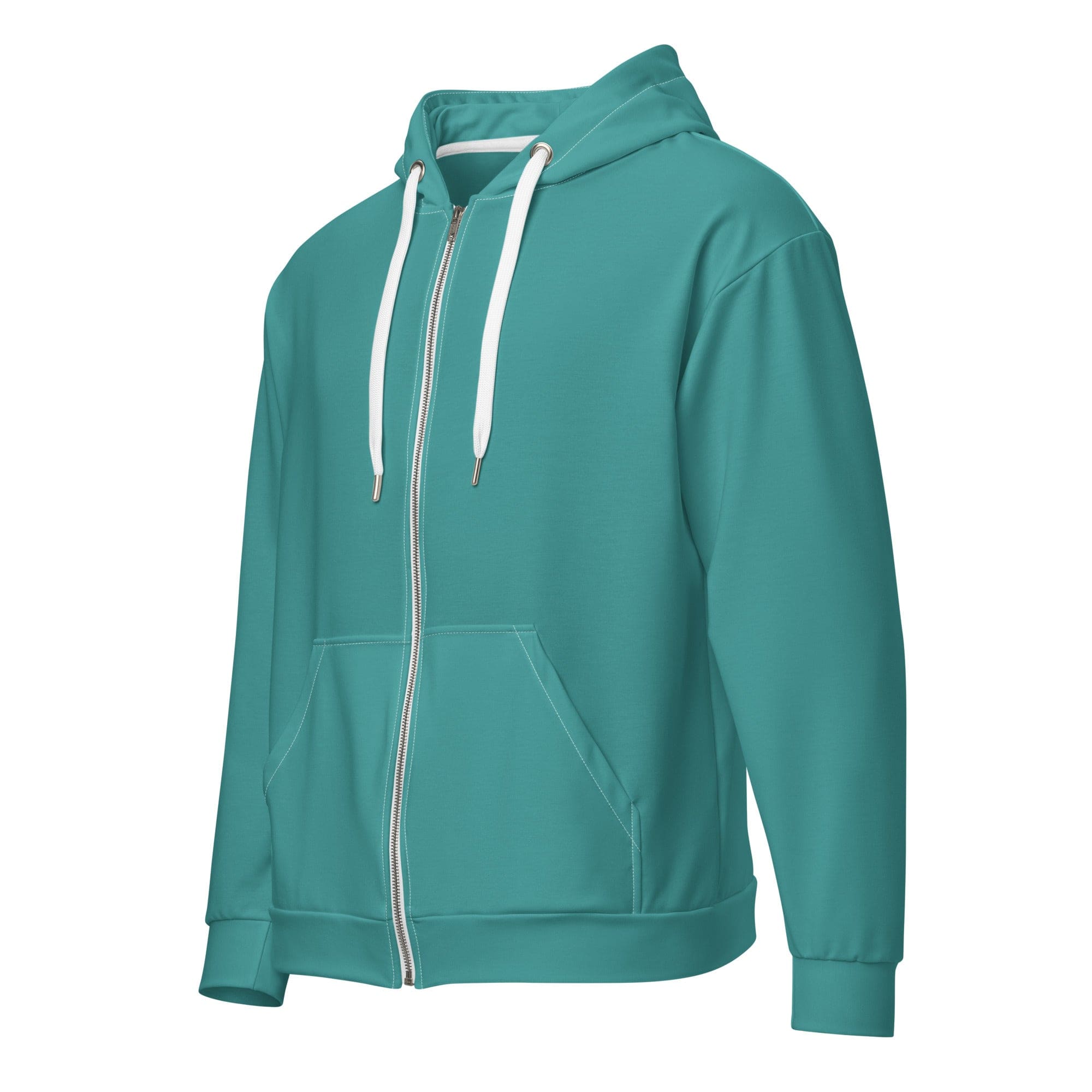 Mens Full Zip Graphic Hoodie - Teal Green
