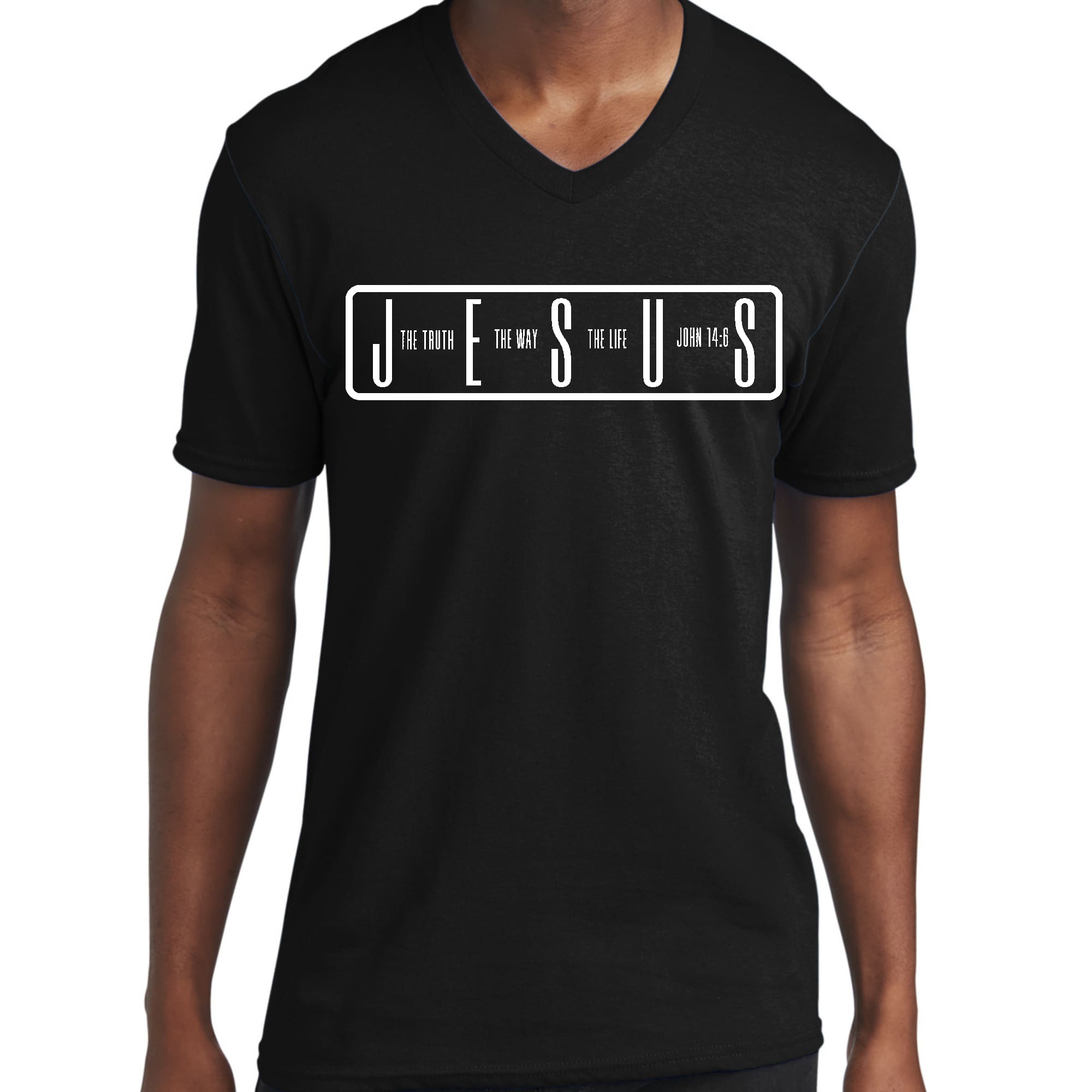 Mens Graphic V-neck T-shirt - the Truth the Way the Life