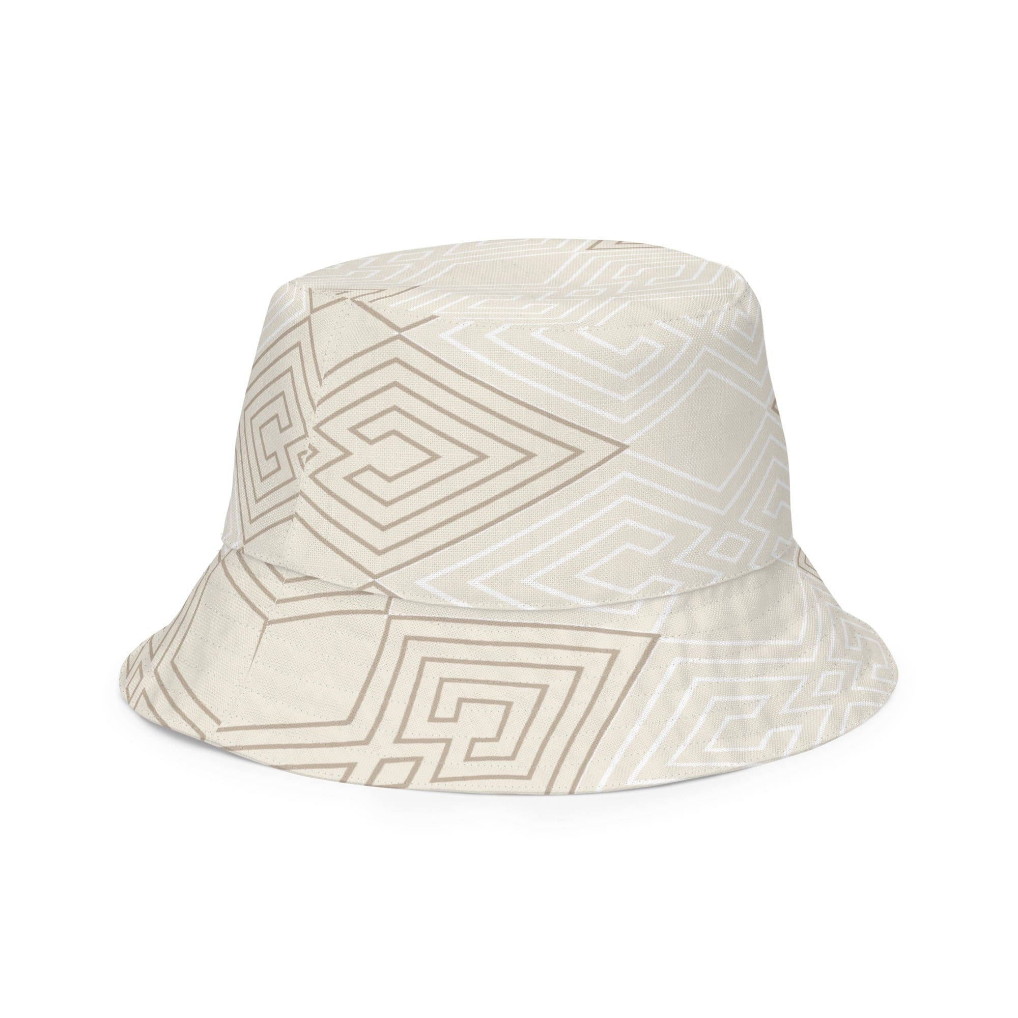 Reversible Bucket Hat Beige Brown Aztec Geometric Lines - Smile, Earn, Grow