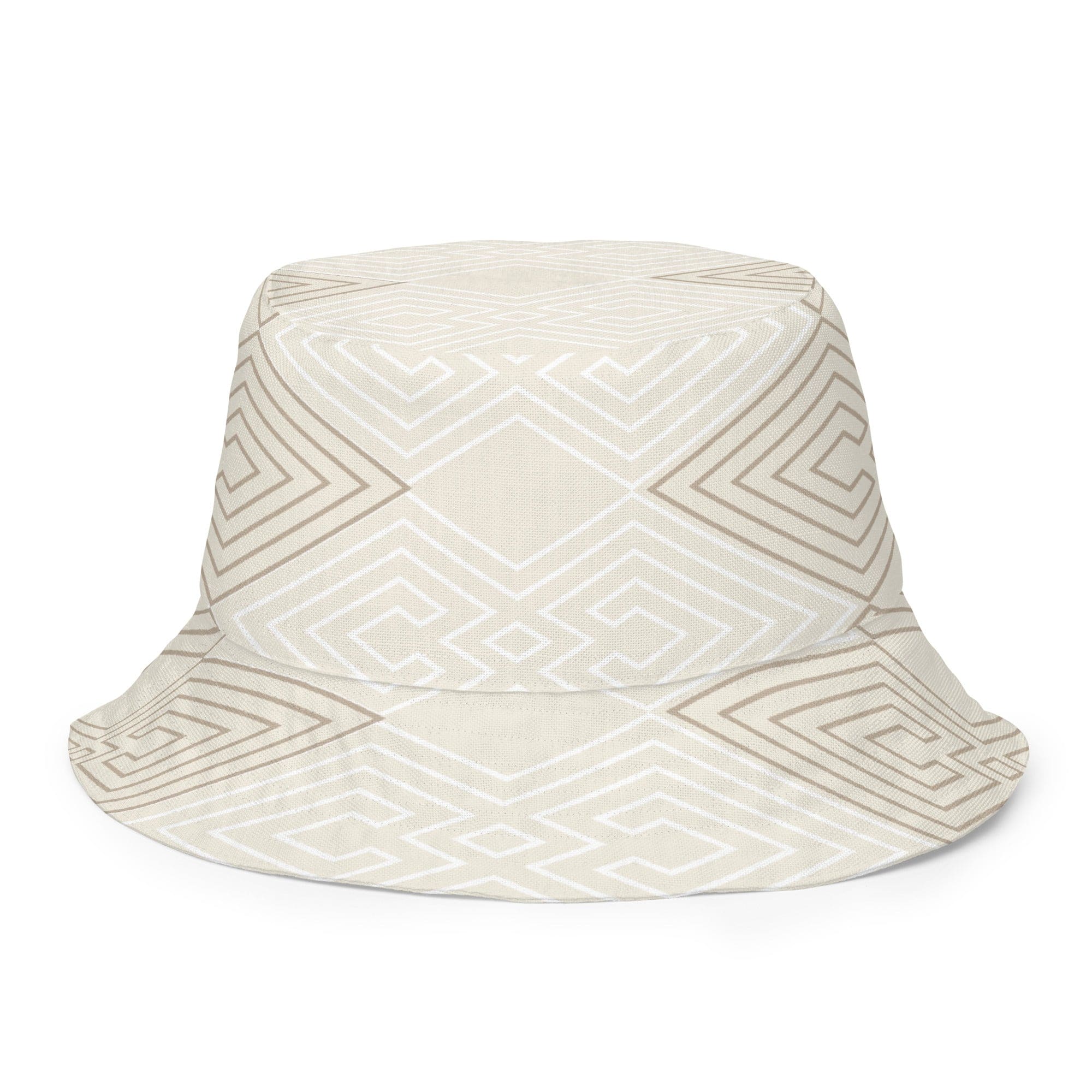 Reversible Bucket Hat Beige Brown Aztec Geometric Lines - Smile, Earn, Grow
