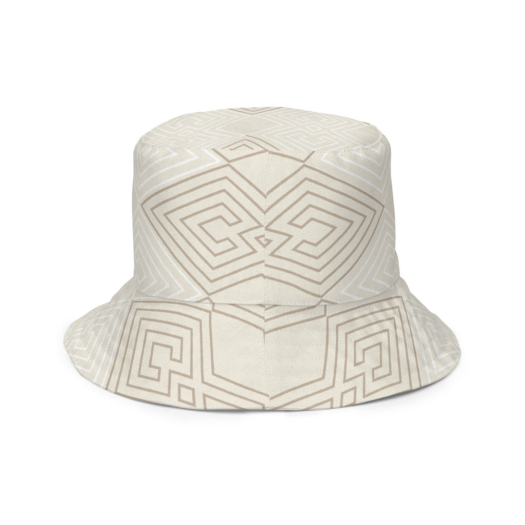 Reversible Bucket Hat Beige Brown Aztec Geometric Lines - Smile, Earn, Grow