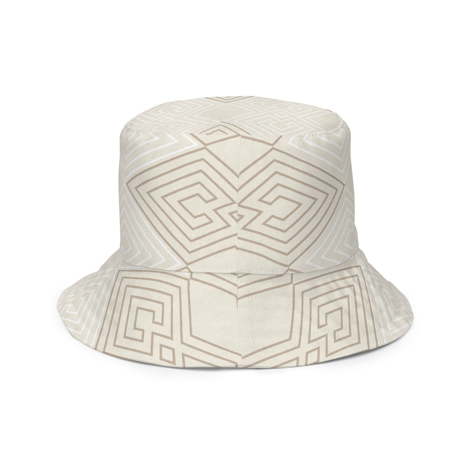 Reversible Bucket Hat Beige Brown Aztec Geometric Lines - Smile, Earn, Grow