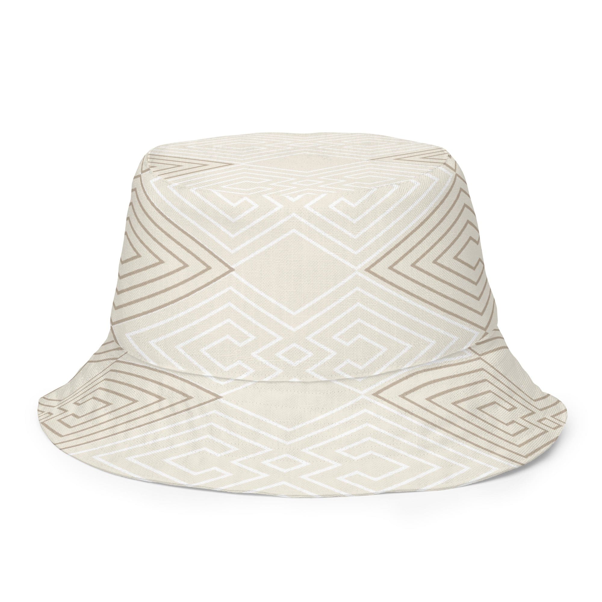 Reversible Bucket Hat Beige Brown Aztec Geometric Lines - Smile, Earn, Grow
