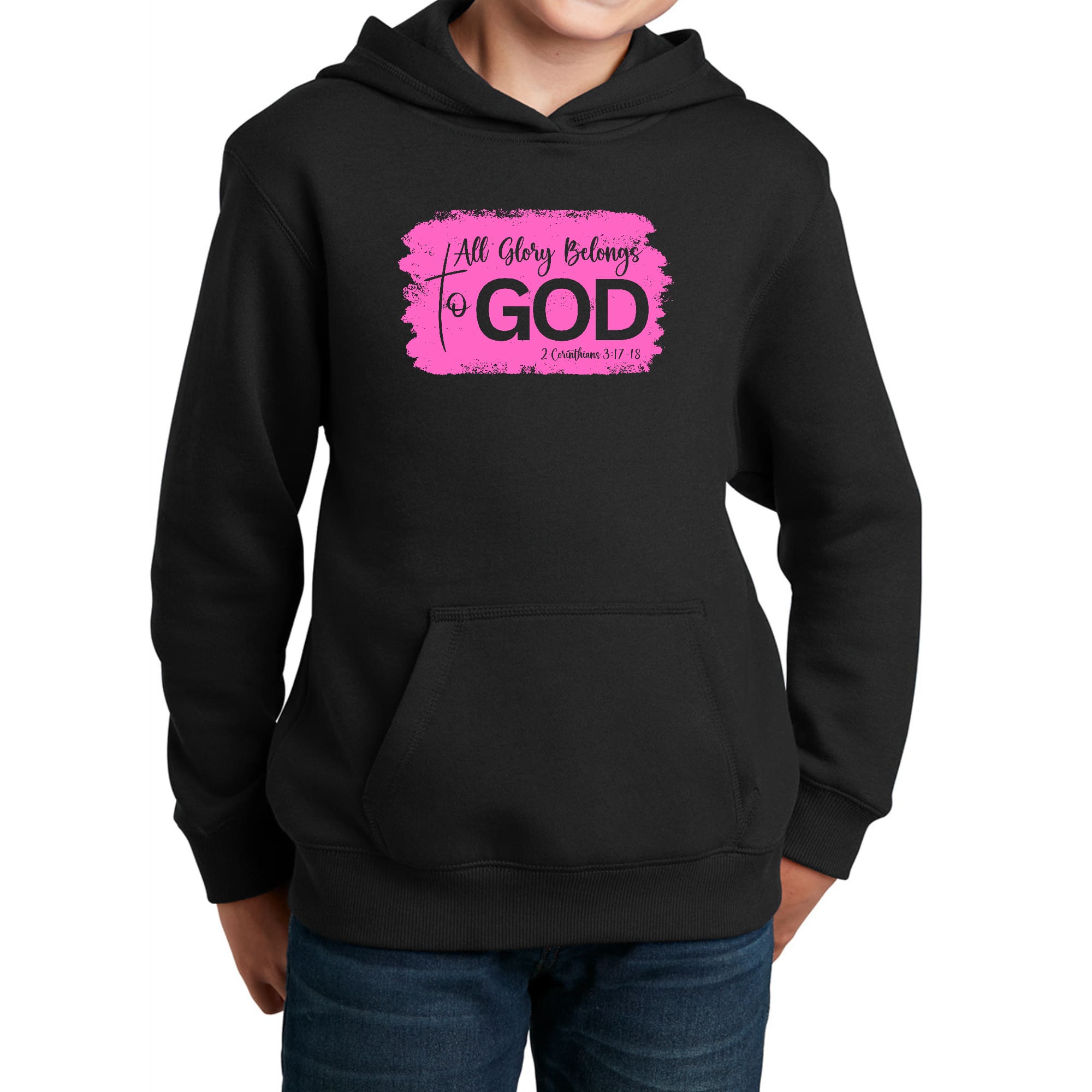 Youth Long Sleeve Hoodie All Glory Belongs to God Christian