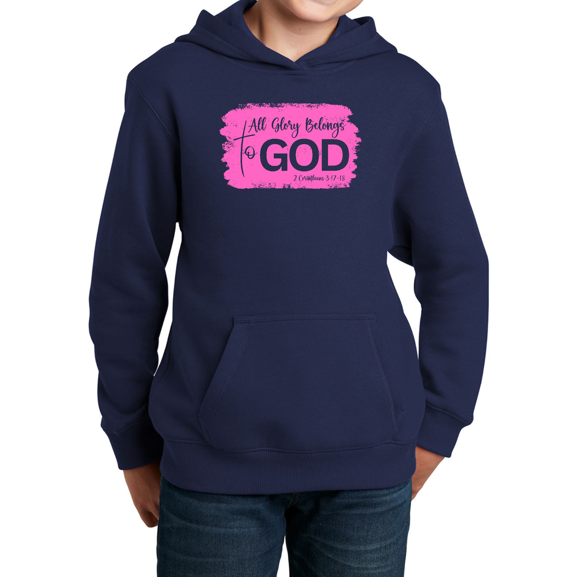 Youth Long Sleeve Hoodie All Glory Belongs to God Christian