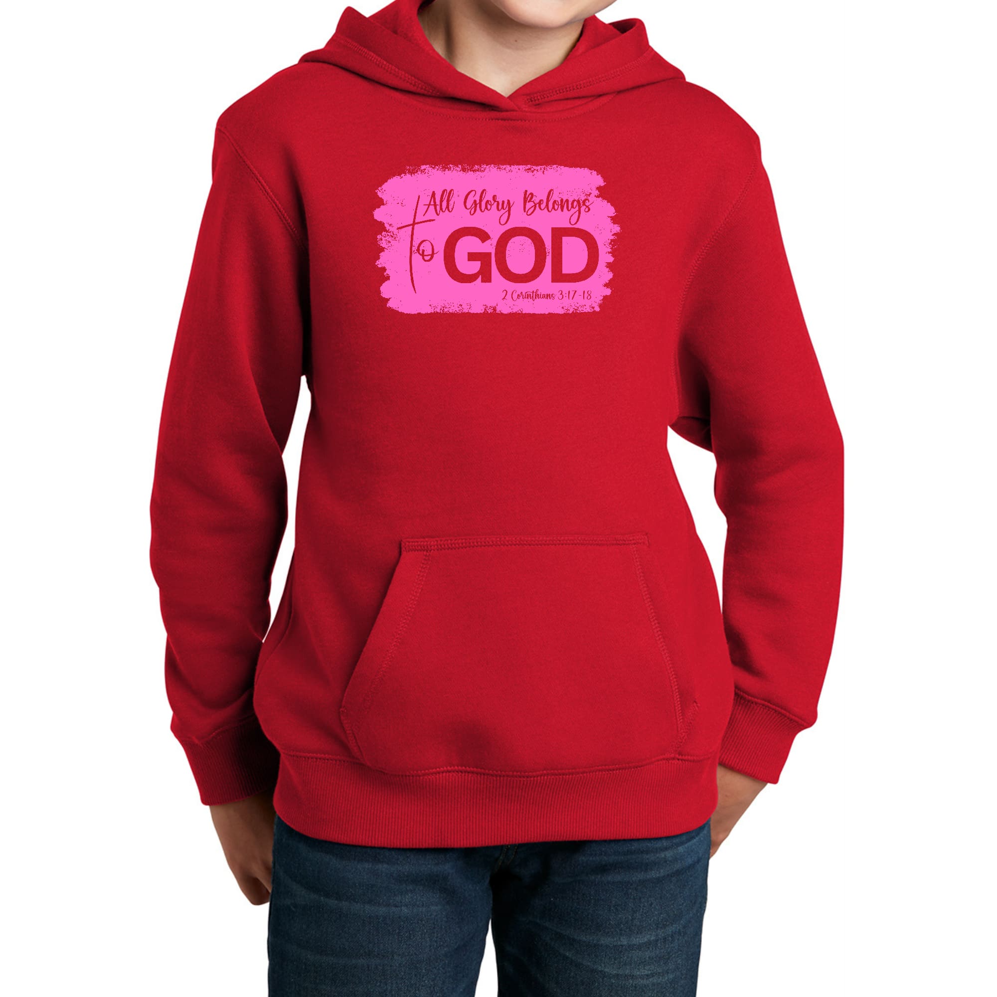 Youth Long Sleeve Hoodie All Glory Belongs to God Christian