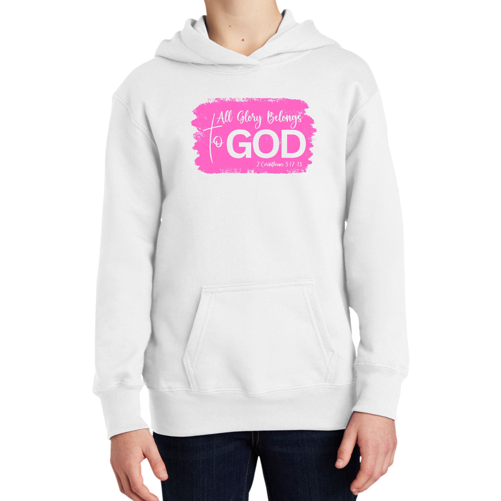 Youth Long Sleeve Hoodie All Glory Belongs to God Christian
